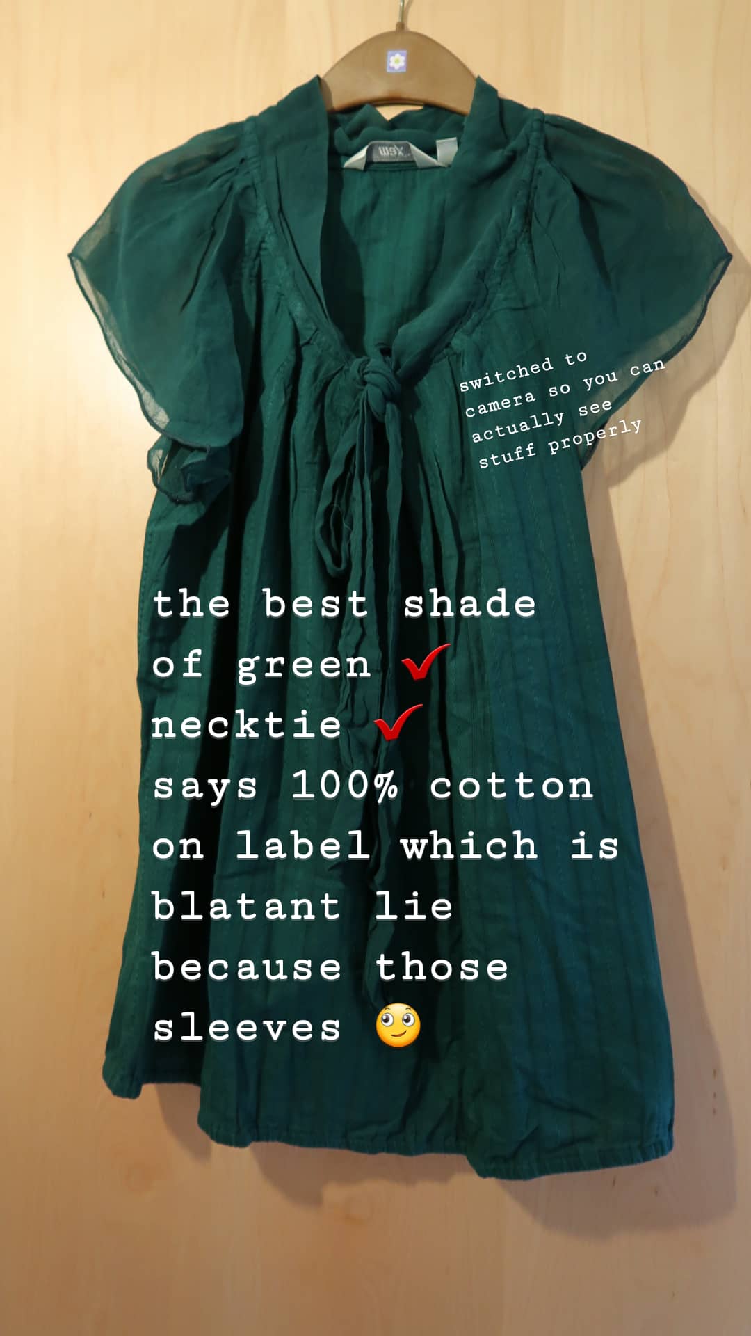 forest green blouse with pussy bow